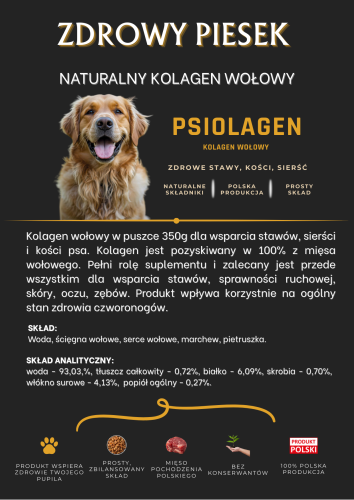 kolagen wołowy psiolagen dla psa zdrowe stawy, kości, zęby, suplement